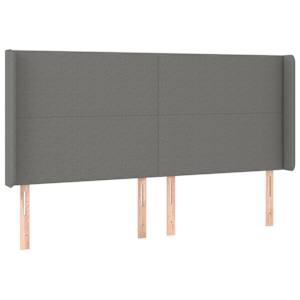 Čelo postele typu ušák tmavě šedé 163x16x118/128 cm textil - obrázek 2
