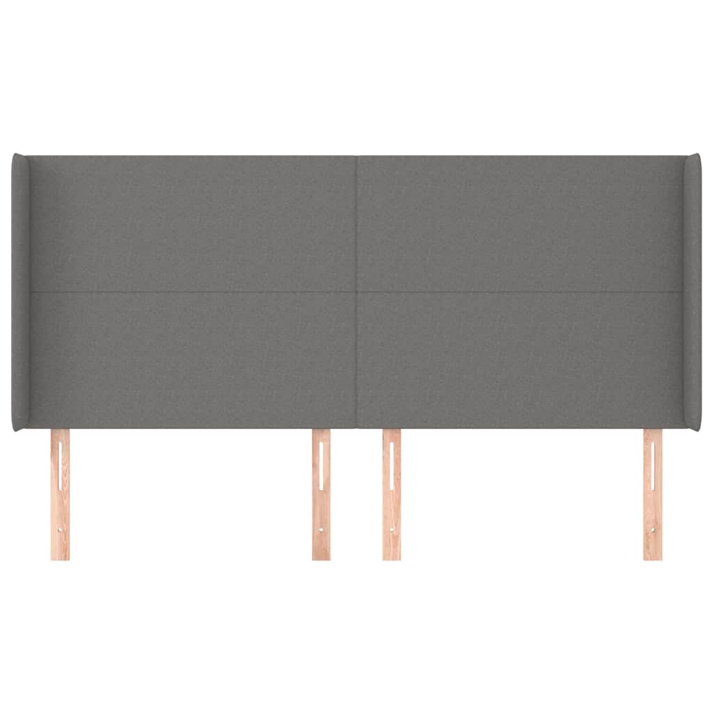 vidaXL Hoofdbord met randen 163x16x118/128 cm stof donkergrijs grijs, foto 2