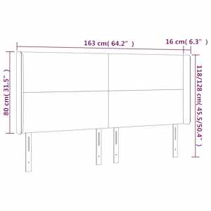 Čelo postele typu ušák tmavě šedé 163x16x118/128 cm textil - obrázek 9