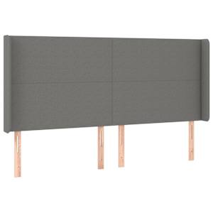 Čelo postele typu ušák tmavě šedé 183x16x118/128 cm textil - obrázek 2