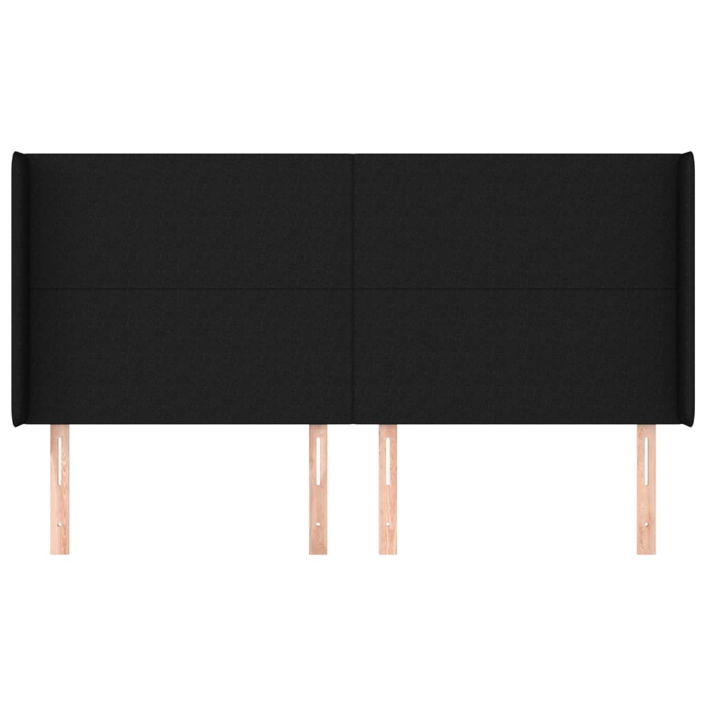 vidaXL Hoofdbord met randen 183x16x118/128 cm stof zwart afbeelding