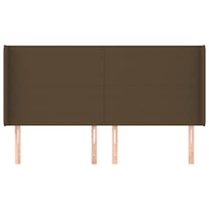 Čelo postele typu ušák tmavě hnědé 183x16x118/128 cm textil - obrázek 3