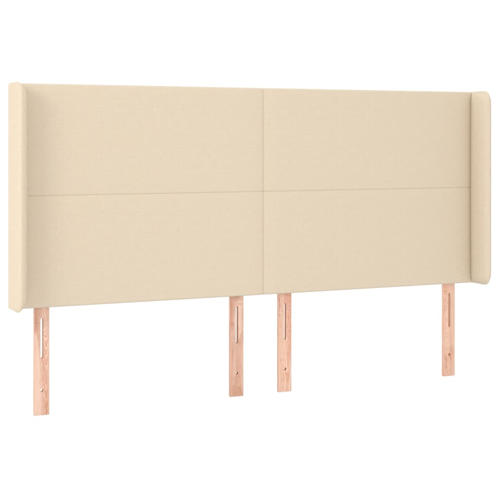 vidaXL Tăblie de pat cu aripioare, crem, 183x16x118/128 cm, textil