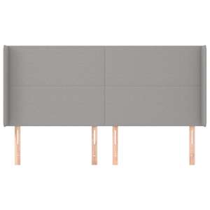 Čelo postele typu ušák světle šedé 203x16x118/128 cm textil - obrázek 3