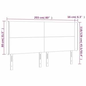 Čelo postele typu ušák světle šedé 203x16x118/128 cm textil - obrázek 9