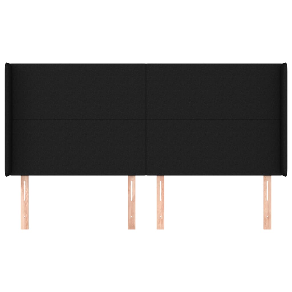 vidaXL Hoofdbord met randen 203x16x118/128 cm stof zwart afbeelding
