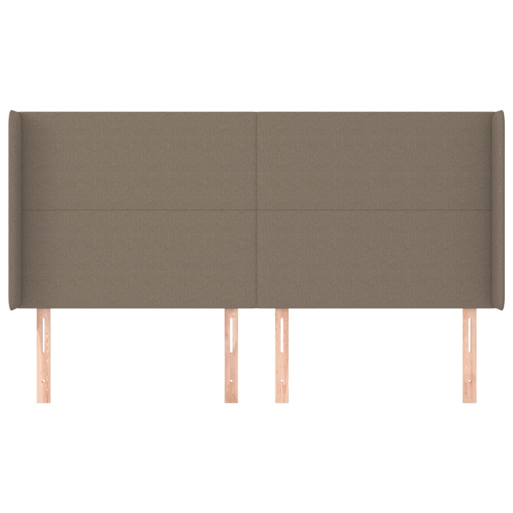 vidaXL Hoofdbord met randen 203x16x118/128 cm stof taupe afbeelding