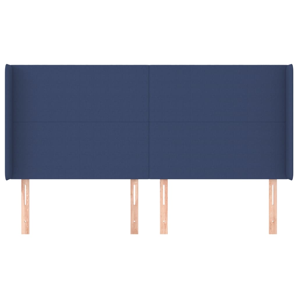 vidaXL Hoofdbord met randen 203x16x118/128 cm stof blauw afbeelding