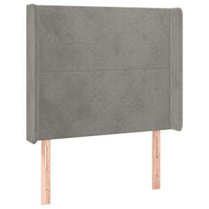 Čelo postele typu ušák světle šedé 83x16x118/128 cm samet - obrázek 2
