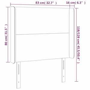 Čelo postele typu ušák světle šedé 83x16x118/128 cm samet - obrázek 9