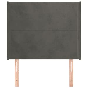 Čelo postele typu ušák tmavě šedé 83x16x118/128 cm samet - obrázek 3