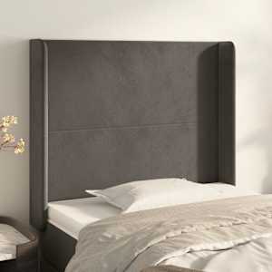 Čelo postele typu ušák tmavě šedé 83x16x118/128 cm samet - obrázek 1