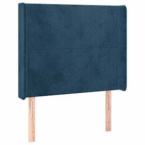 Čelo postele typu ušák tmavě modrá 83x16x118/128 cm samet - obrázek 2
