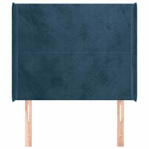 Čelo postele typu ušák tmavě modrá 83x16x118/128 cm samet - obrázek 3