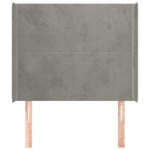 Čelo postele typu ušák světle šedé 93x16x118/128 cm samet - obrázek 3