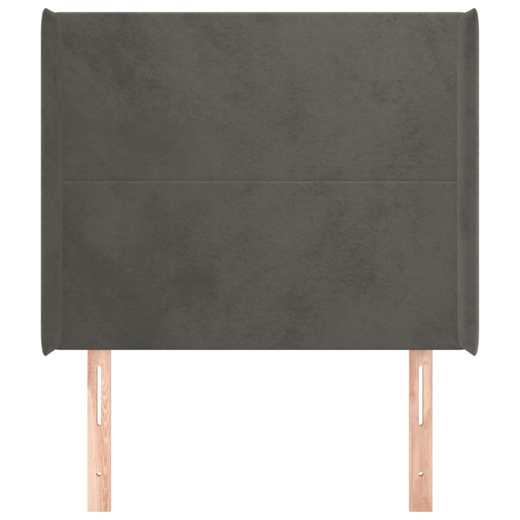 vidaXL Hoofdbord met randen 93x16x118/128 cm fluweel donkergrijs afbeelding