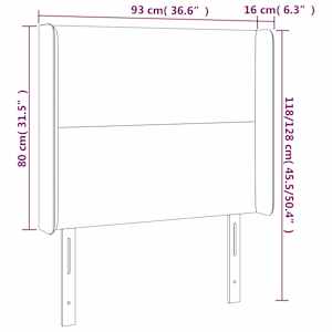 Čelo postele typu ušák tmavě šedé 93x16x118/128 cm samet - obrázek 9