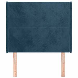 Čelo postele typu ušák tmavě modrá 93x16x118/128 cm samet - obrázek 3