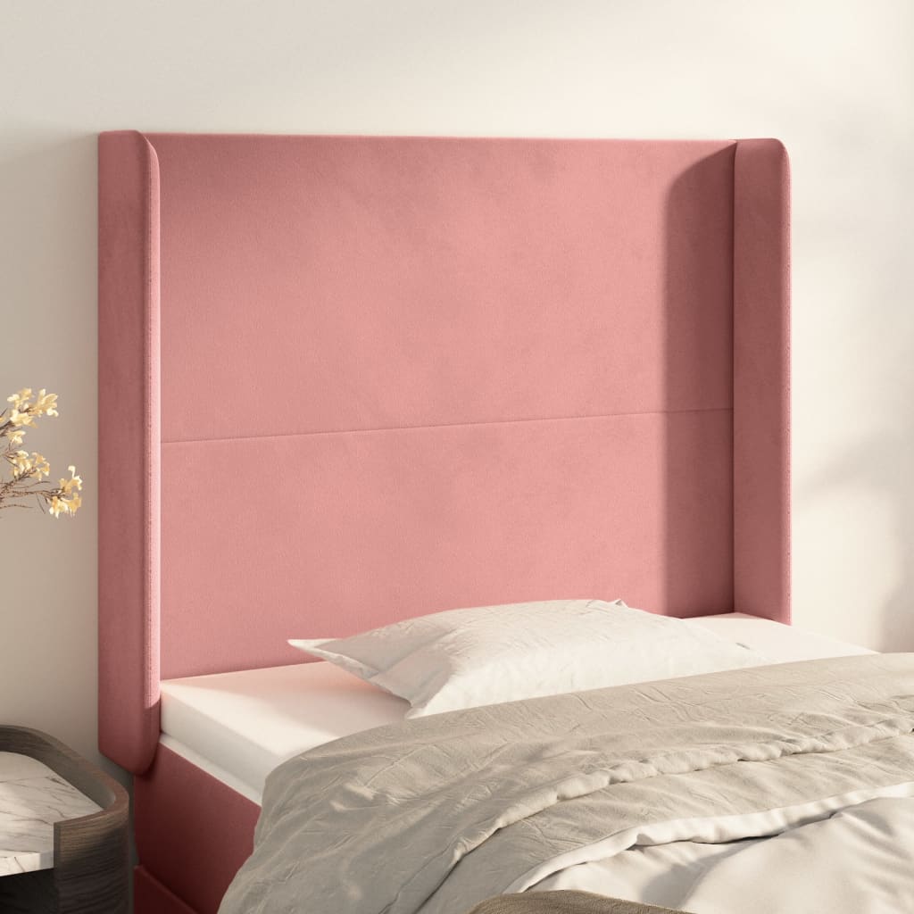 vidaXL Tăblie de pat cu aripioare, roz, 93x16x118/128 cm, catifea