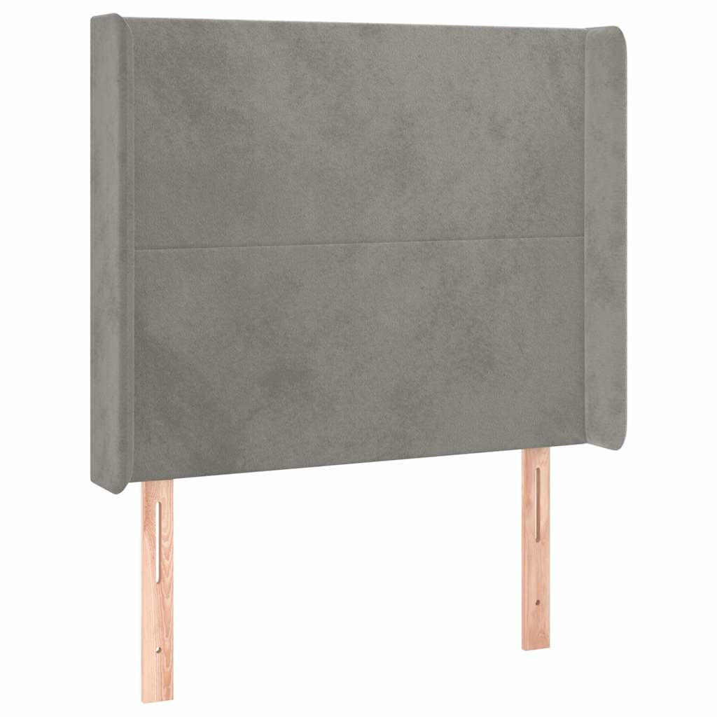 vidaXL Čelo postele typu ušák světle šedé 103x16x118/128 cm samet