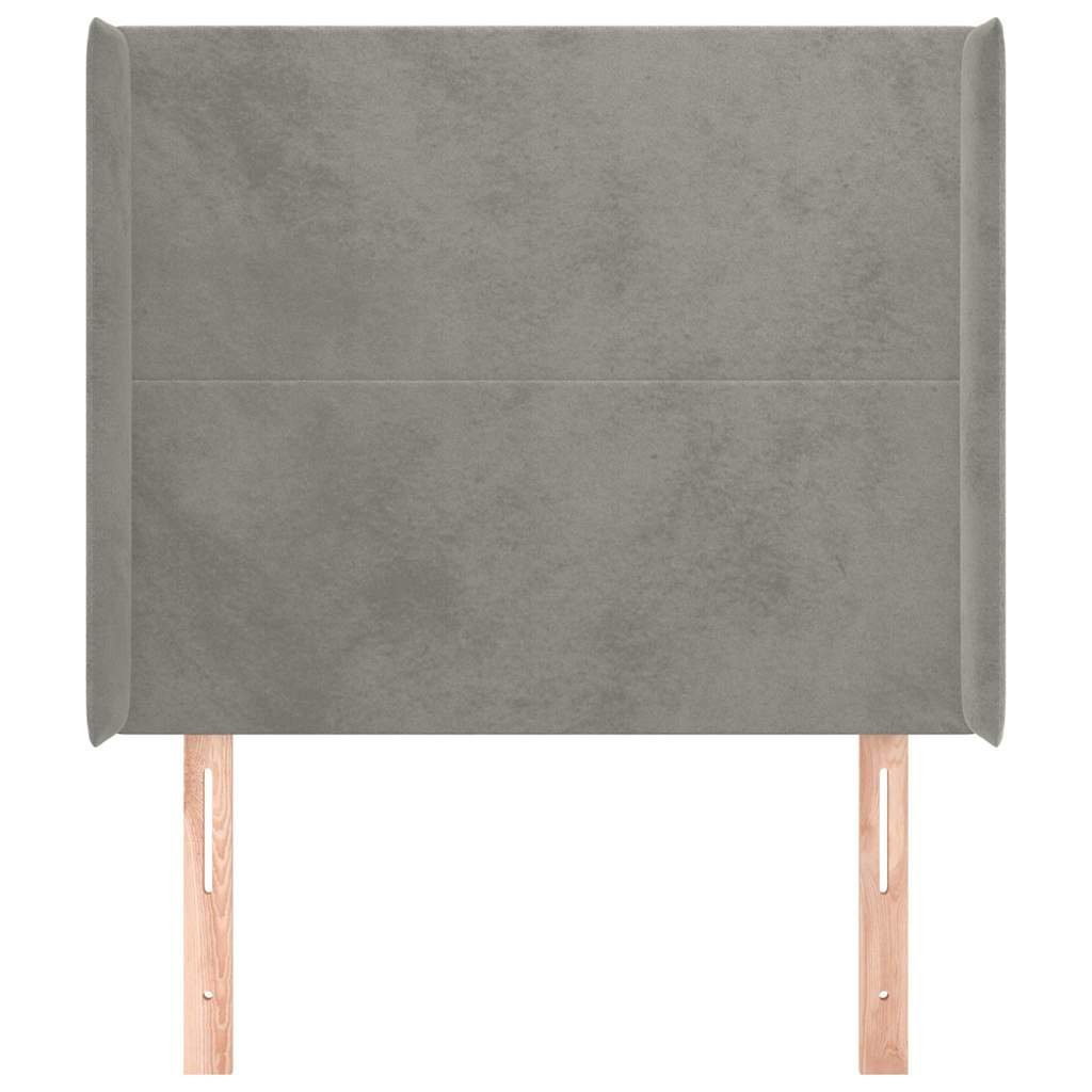 vidaXL Hoofdbord met randen 103x16x118/128 cm fluweel lichtgrijs grijs, foto 2