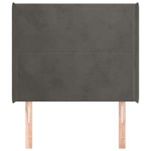 Čelo postele typu ušák tmavě šedé 103x16x118/128 cm samet - obrázek 3