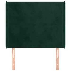 Čelo postele typu ušák tmavě zelená 103x16x118/128 cm samet - obrázek 3