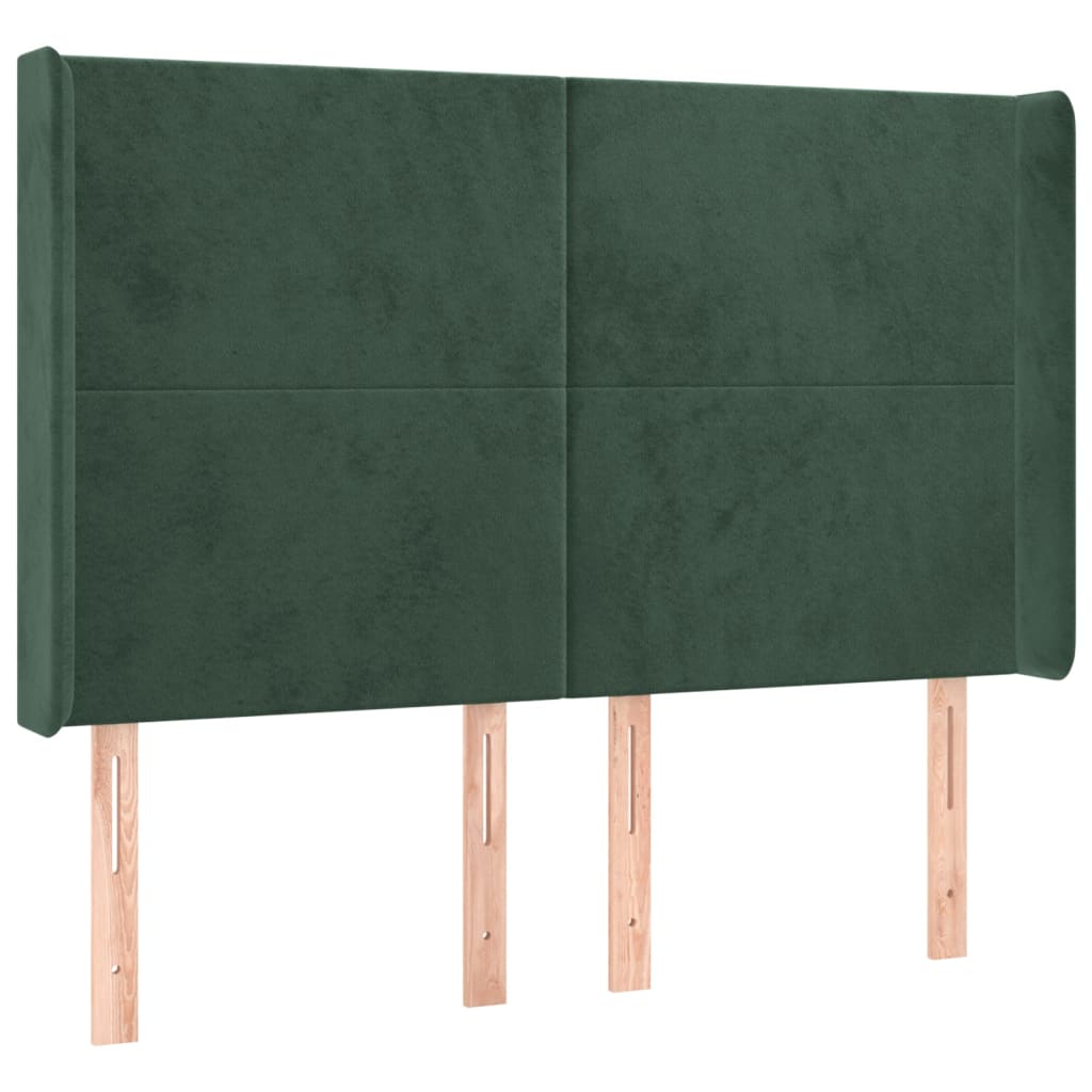 vidaXL Čelo postele typu ušák tmavě zelená 147x16x118/128 cm samet