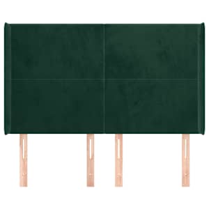 Čelo postele typu ušák tmavě zelená 147x16x118/128 cm samet - obrázek 3