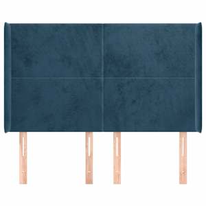 Čelo postele typu ušák tmavě modrá 147x16x118/128 cm samet - obrázek 3