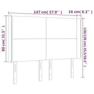 Čelo postele typu ušák tmavě modrá 147x16x118/128 cm samet - obrázek 9