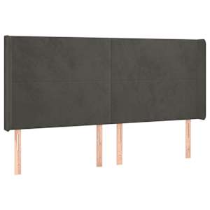 Čelo postele typu ušák tmavě šedé 163x16x118/128 cm samet - obrázek 2