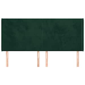 Čelo postele typu ušák tmavě zelená 163x16x118/128 cm samet - obrázek 3
