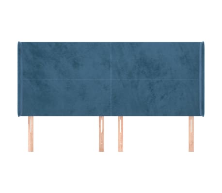 vidaXL galvgalis ar malām, tum&scaron;i zils samts, 163x16x118/128 cm