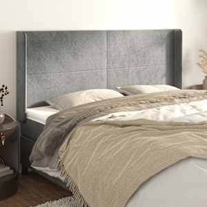 Čelo postele typu ušák světle šedé 183x16x118/128 cm samet - obrázek 1