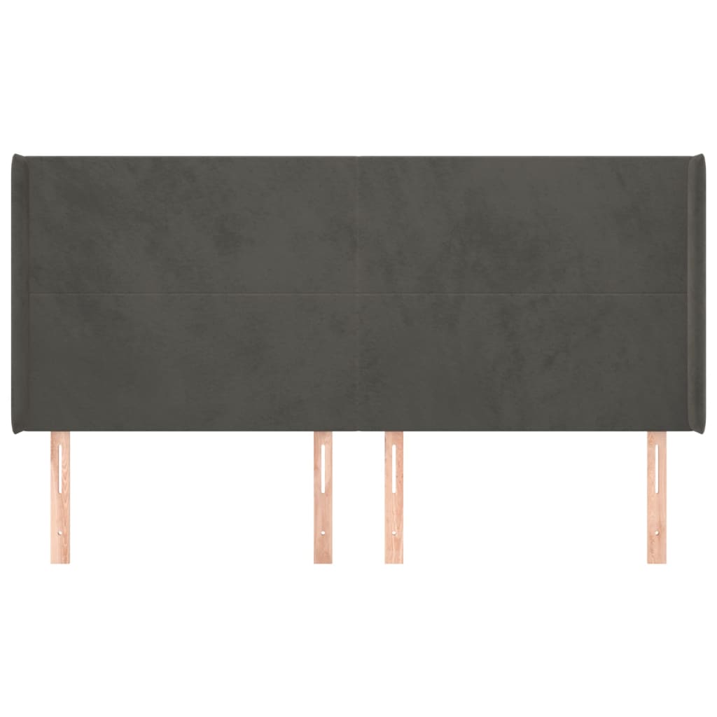 vidaXL Hoofdbord met randen 183x16x118/128 cm fluweel donkergrijs afbeelding