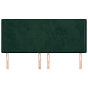 Čelo postele typu ušák tmavě zelená 183x16x118/128 cm samet - obrázek 3