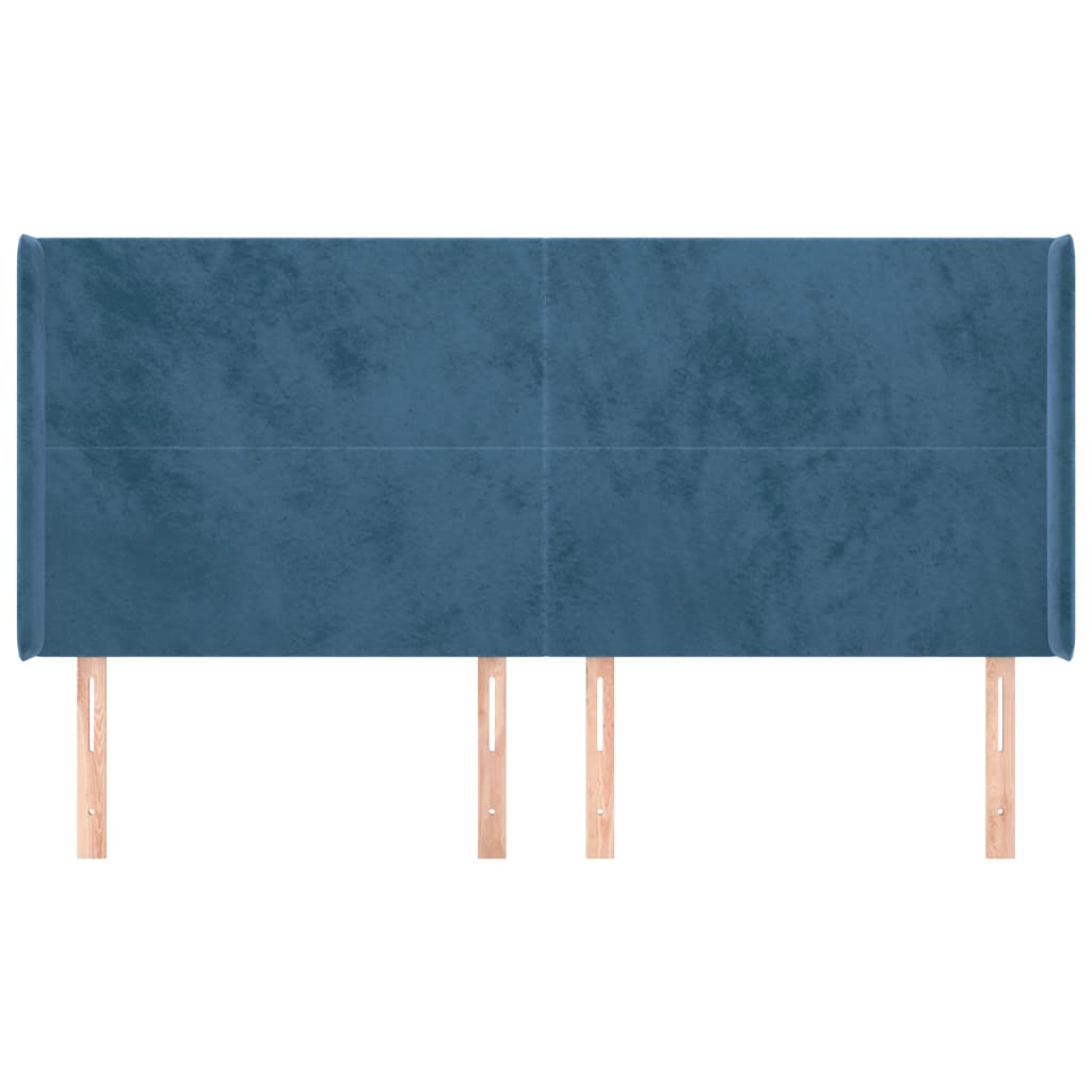 vidaXL Hoofdbord met randen 183x16x118/128 cm fluweel donkerblauw afbeelding