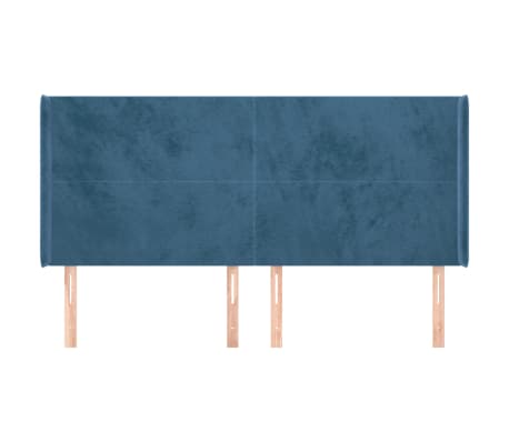 vidaXL sengegavl med kanter 183x16x118/128 cm fl&oslash;jl m&oslash;rkebl&aring;