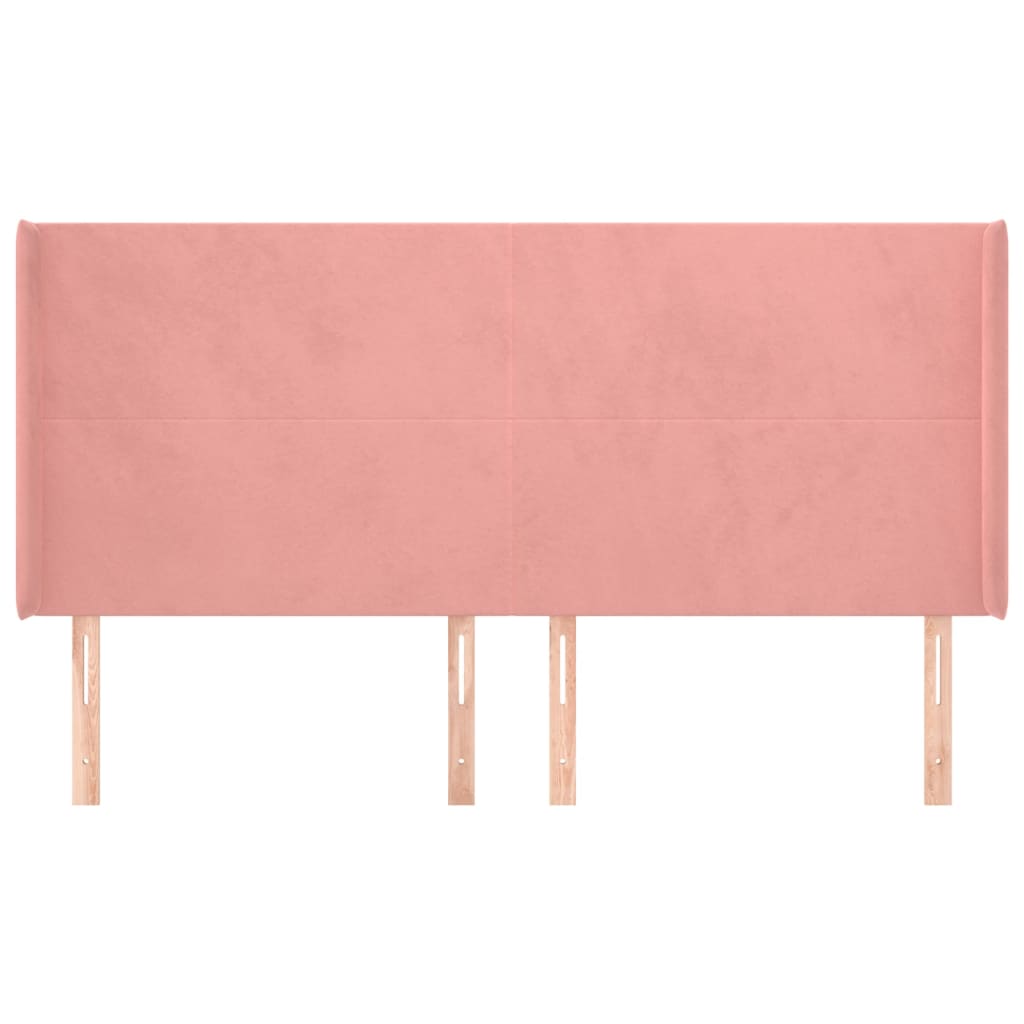 vidaXL Hoofdbord met randen 183x16x118/128 cm fluweel roze afbeelding