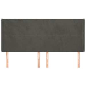 Čelo postele typu ušák tmavě šedé 203x16x118/128 cm samet - obrázek 3