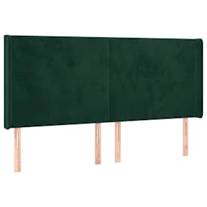 Čelo postele typu ušák tmavě zelená 203x16x118/128 cm samet - obrázek 2