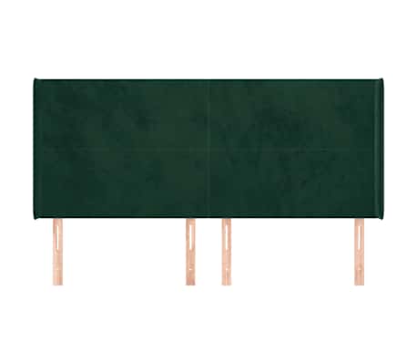 vidaXL Tăblie pat cu aripioare verde &icirc;nchis 203x16x118/128 cm catifea