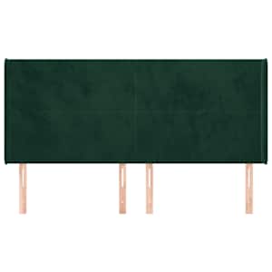 vidaXL Tăblie pat cu aripioare verde &icirc;nchis 203x16x118/128 cm catifea