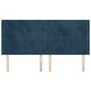 Čelo postele typu ušák tmavě modrá 203x16x118/128 cm samet - obrázek 3
