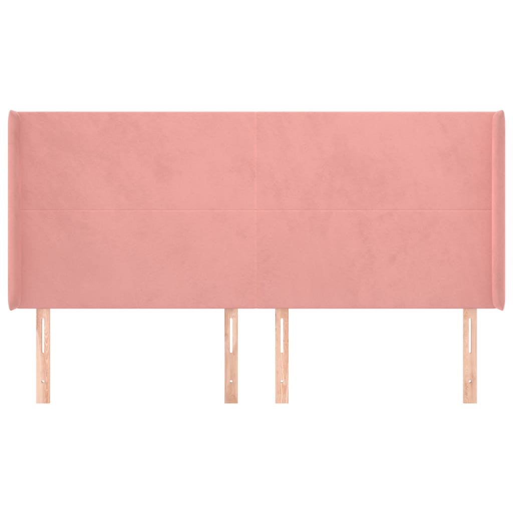 vidaXL Hoofdbord met randen 203x16x118/128 cm fluweel roze afbeelding