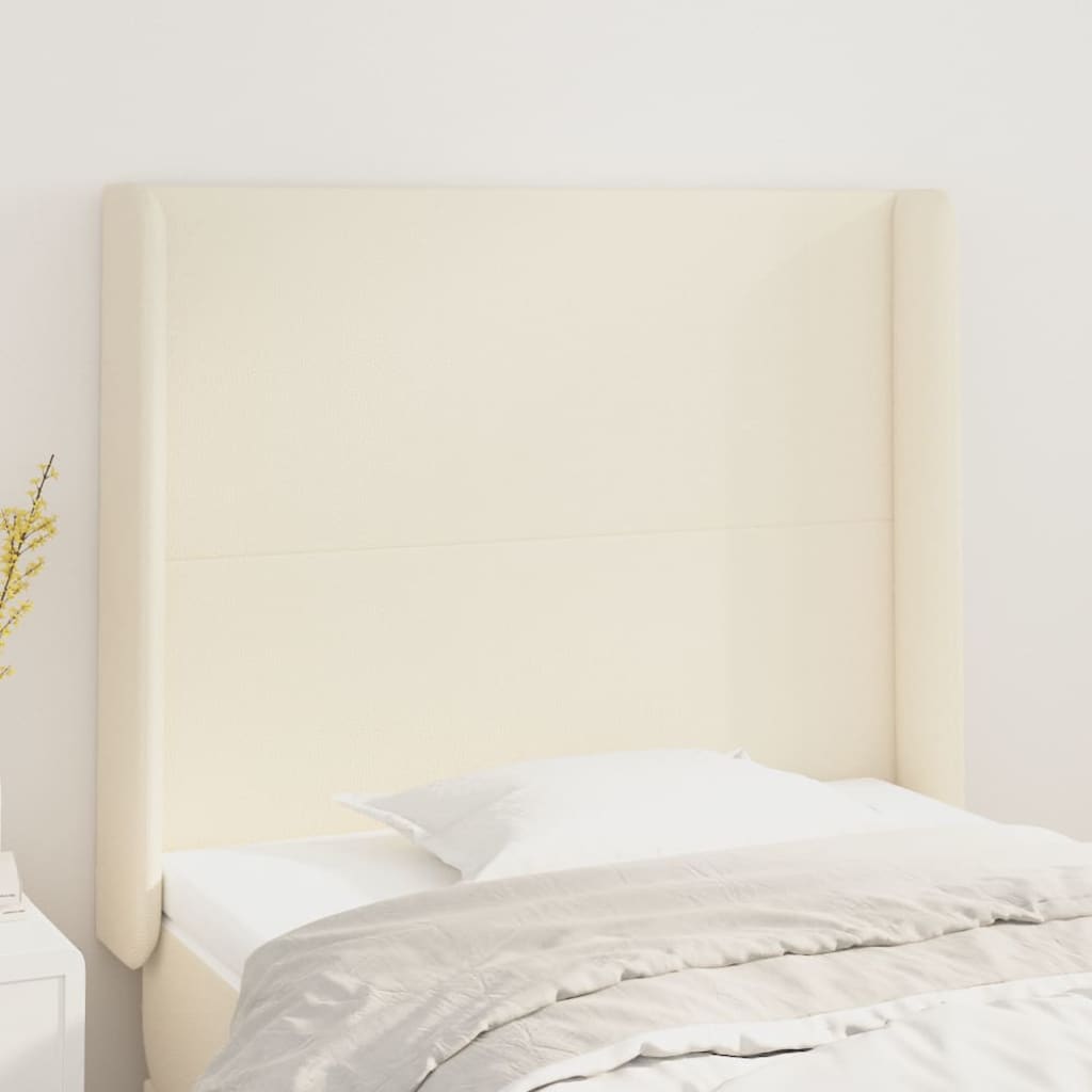 vidaXL Tăblie de pat cu aripioare, crem, 93x16x118/128 cm, piele eco