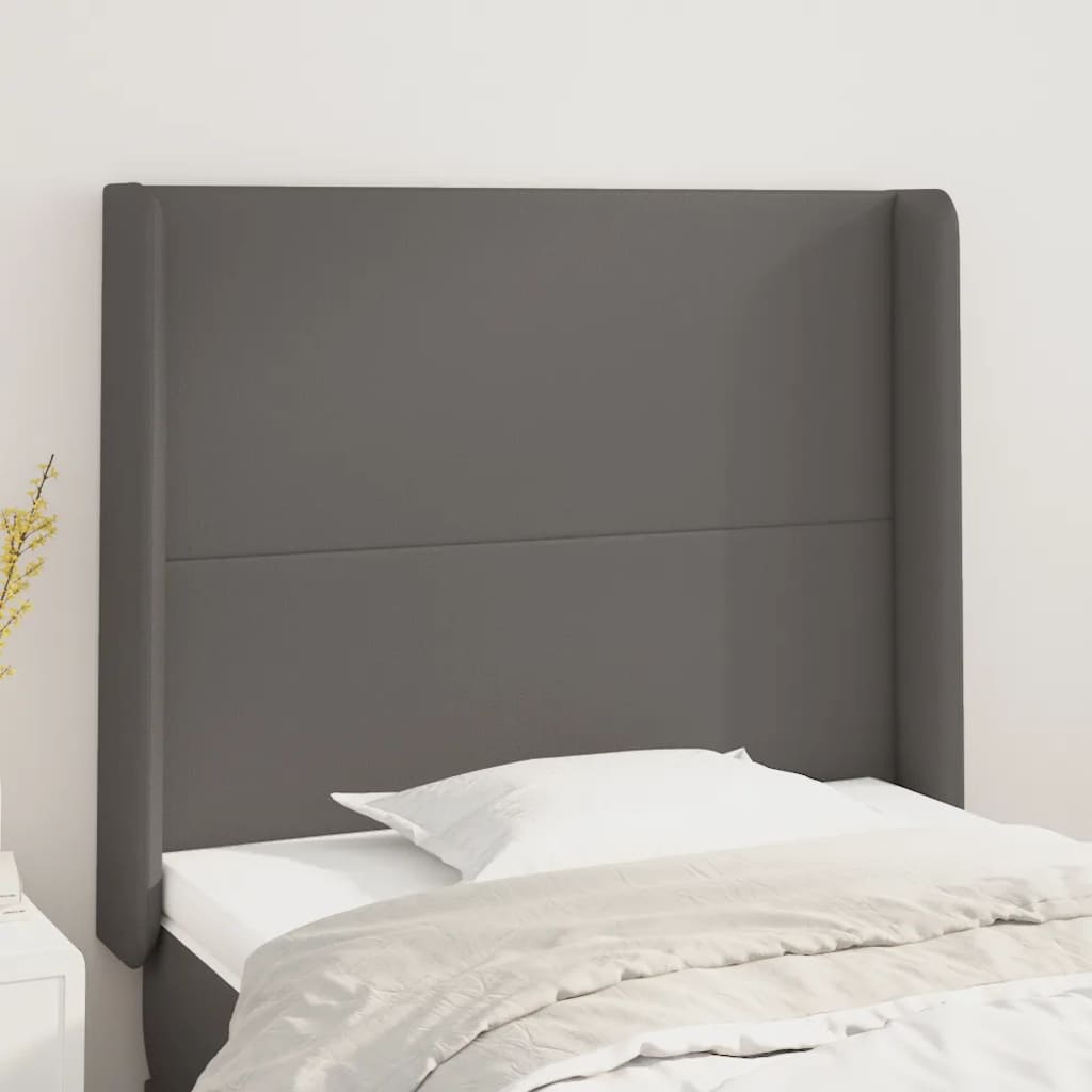 Vidaxl tăblie de pat cu aripioare, gri , 93x16x118/128 cm, piele eco