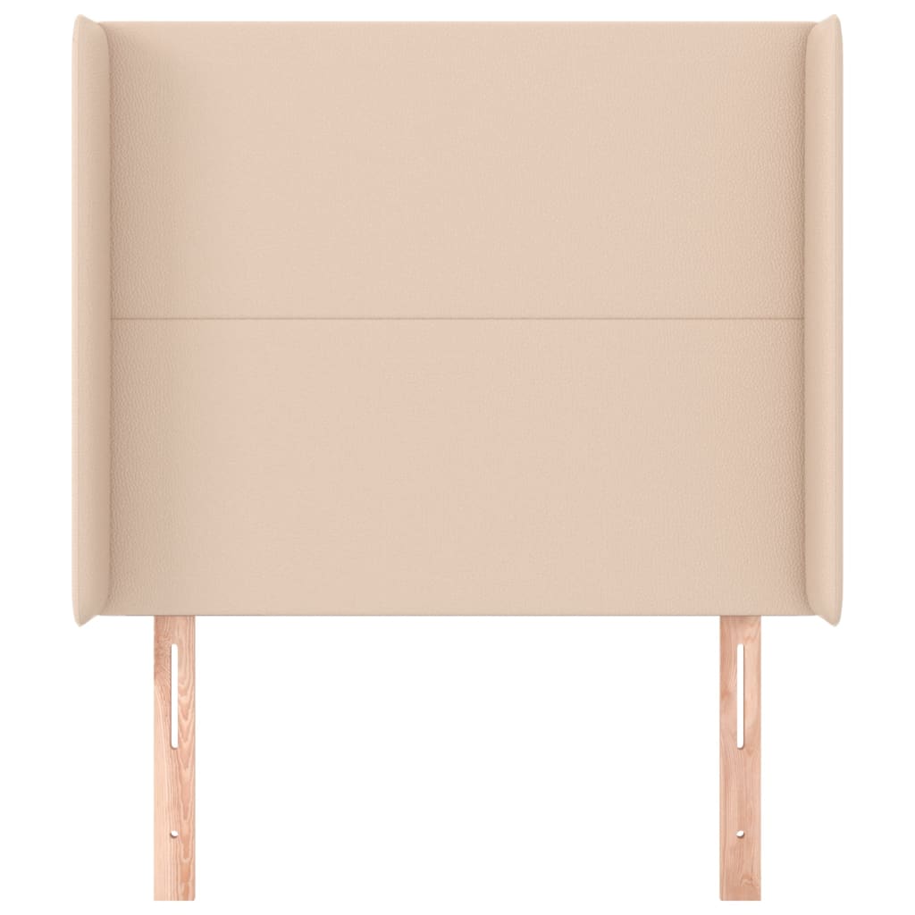 vidaXL Hoofdbord met randen 93x16x118/128 cm kunstleer cappuccinokleur afbeelding