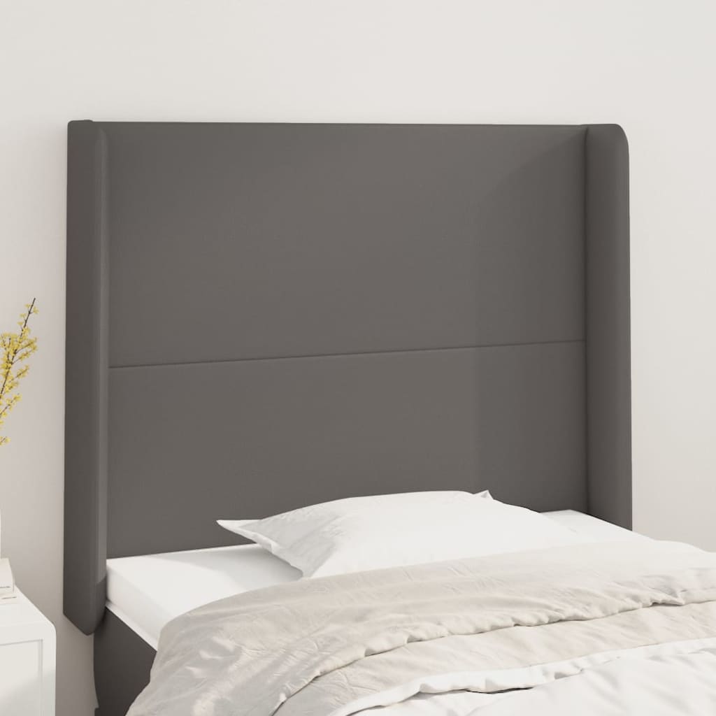 vidaXL sengegavl med kanter 103x16x118/128 cm kunstlæder grå